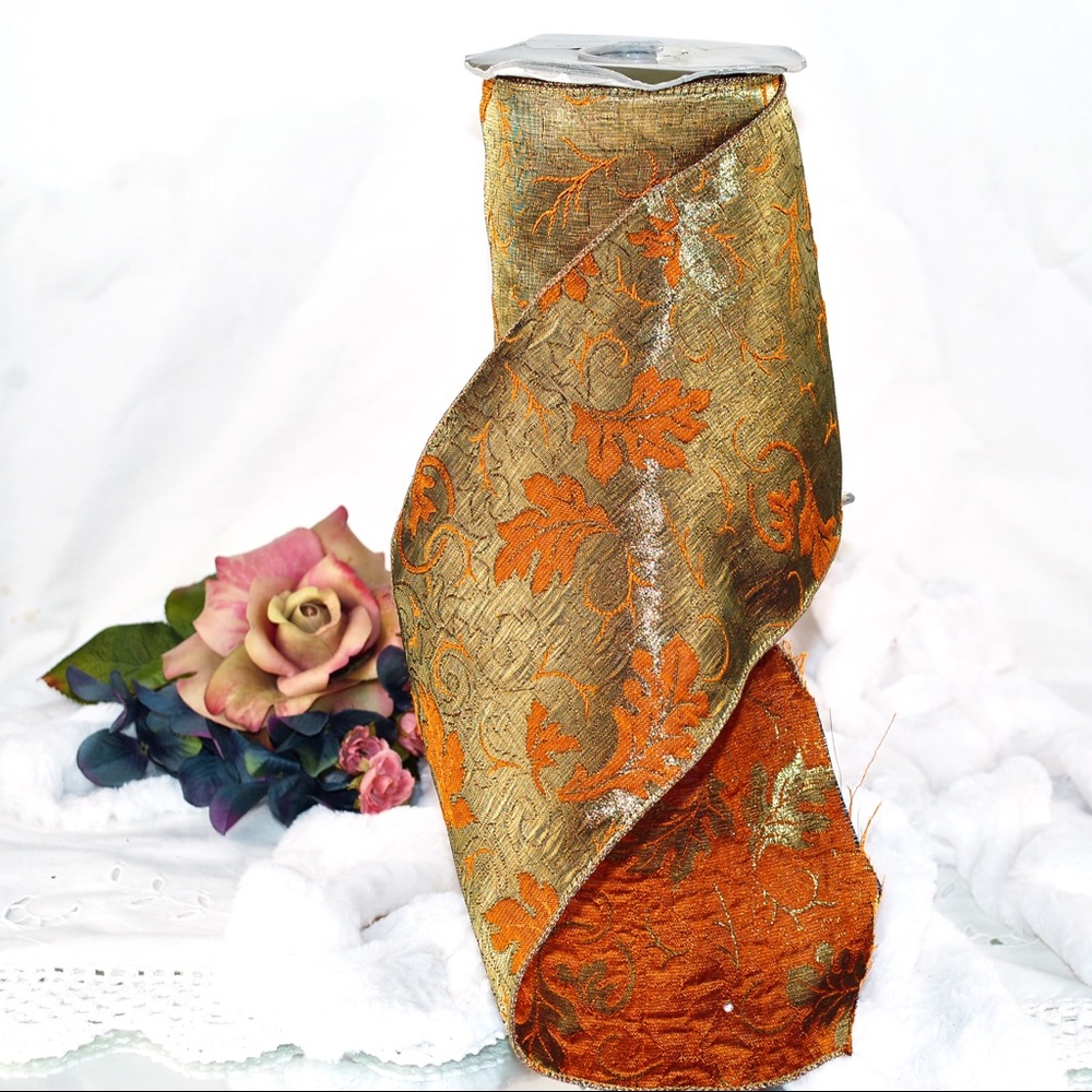 NWT Arty Goldish bronzish & orange with floral design & orange opposite back